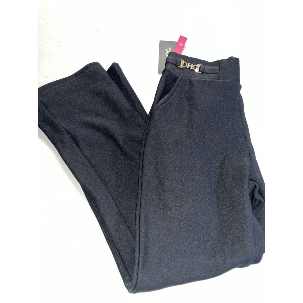 On Chic black High Rise boot Cut Scuba Elastic Waist Pants Jr Size L nWT